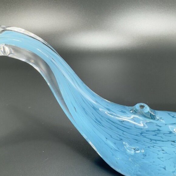 Venetian Art Glass Dolphin Fish Figurine Paperweight Blue Clear Edges Italian - Picture 8 of 12